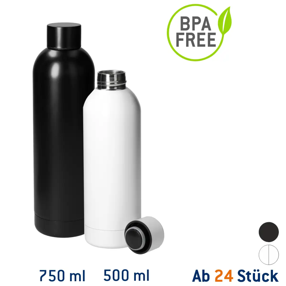 Thermo Edelstahl-Trinkflasche Ibiza Volumen: 500 ml Farbe: Weiss Druck: ohne Druck